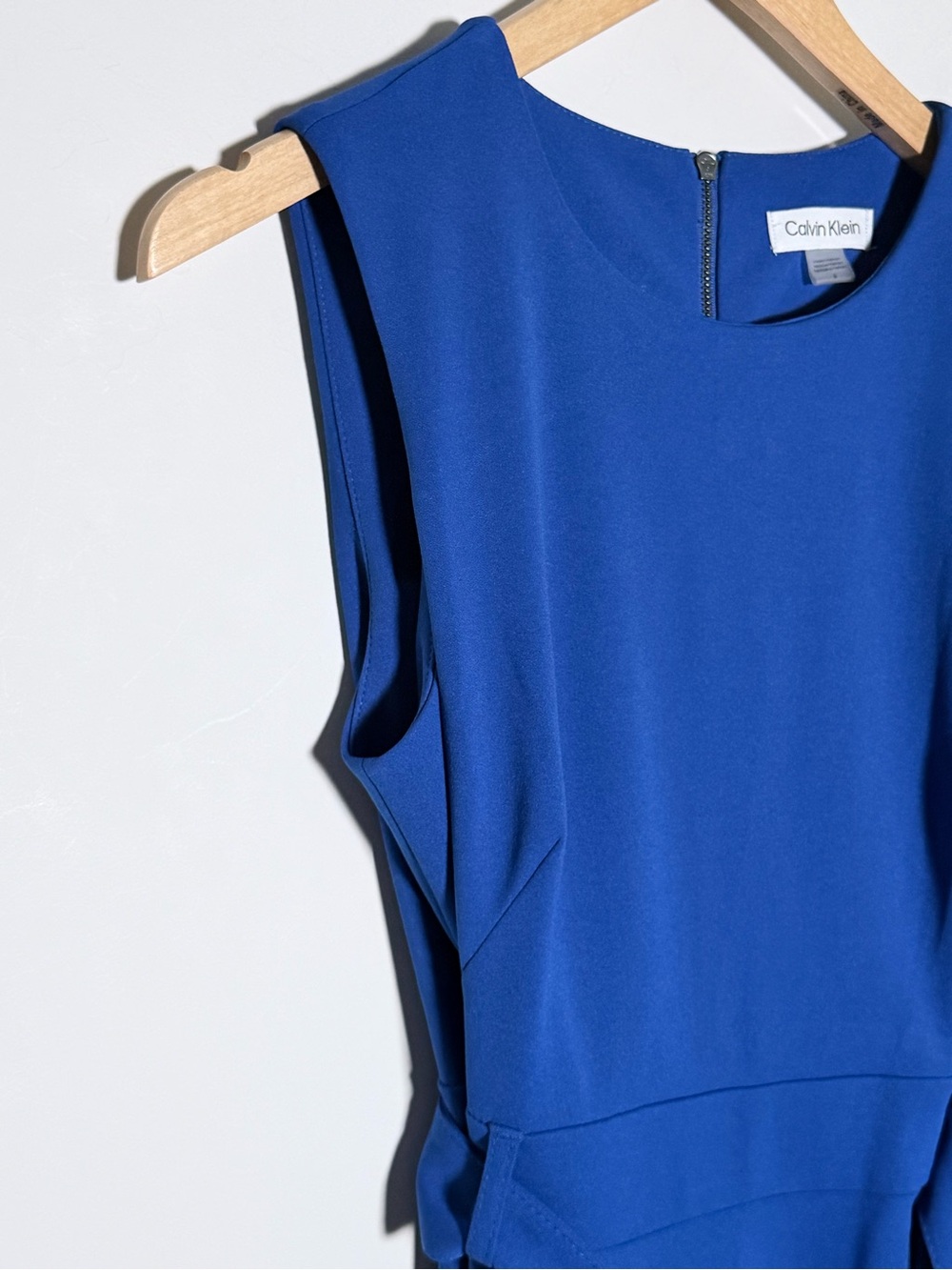 Calvin Klein Cobalt Blue Sleeveless Midi Dress with Waist Tie - Picture 4 of 8